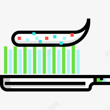 牙刷健康生活8线性颜色图标图标