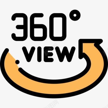 360度360度视图5线性颜色图标图标