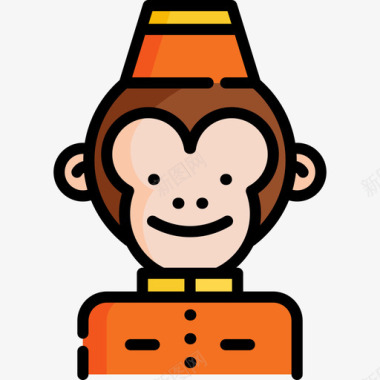 猴子白皙直线色图标图标