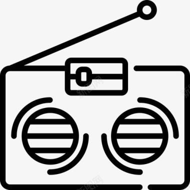 收音机野餐15线性图标图标