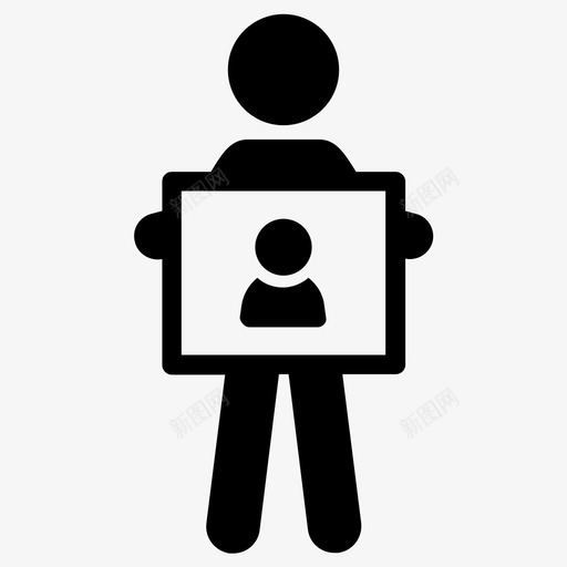 肖像人物照片图标svg_新图网 https://ixintu.com 举着海报招牌横幅的人 人物 图片 照片 用户 肖像 自画像