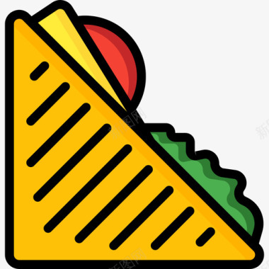 三明治食品和饮料19线性颜色图标图标