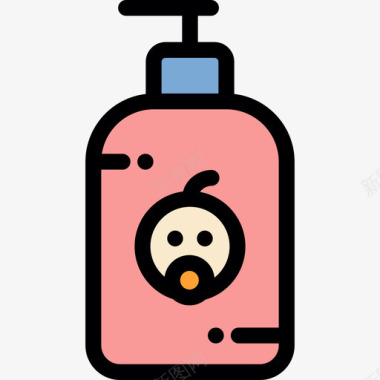 洗发水婴儿淋浴3线性颜色图标图标