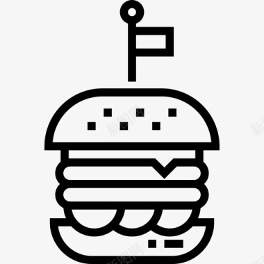 汉堡食品车3线性图标图标