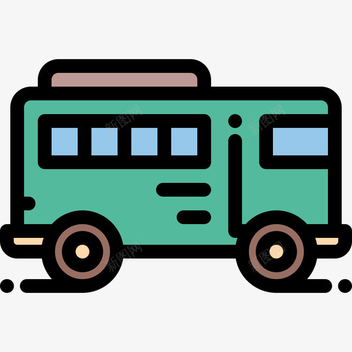 巴士城市元素15线条颜色图标svg_新图网 https://ixintu.com 城市元素15 巴士 线条颜色