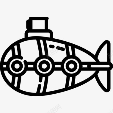 潜艇海洋生物线状图标图标