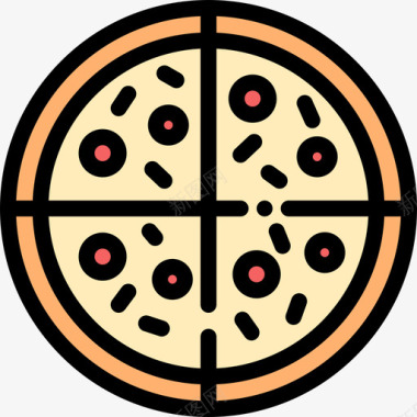 披萨面包店12原色图标图标
