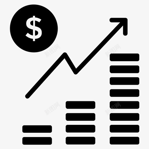 增长图分析条形图图标svg_新图网 https://ixintu.com 信息图 分析 增长图 条形图 被动收入机会字形图标
