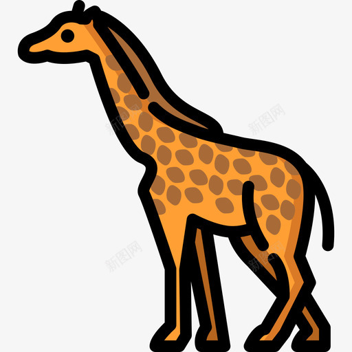 长颈鹿在动物园里线性颜色图标svg_新图网 https://ixintu.com 在动物园里 线性颜色 长颈鹿