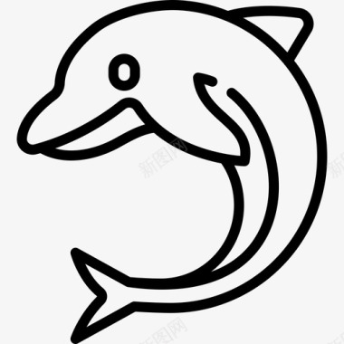海豚动物与自然3直线型图标图标