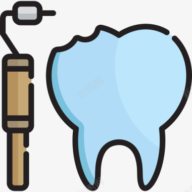 牙钻牙齿护理7线颜色图标图标