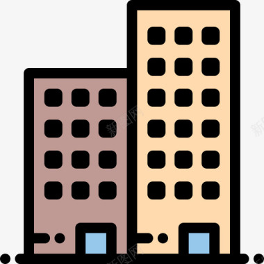 公寓城市元素15线条色彩图标图标