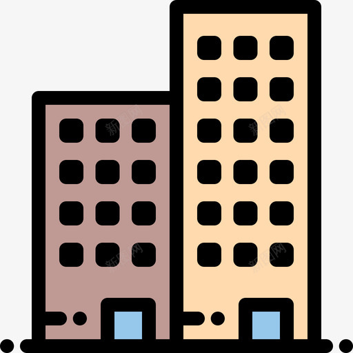 公寓城市元素15线条色彩图标svg_新图网 https://ixintu.com 公寓 城市元素15 线条色彩