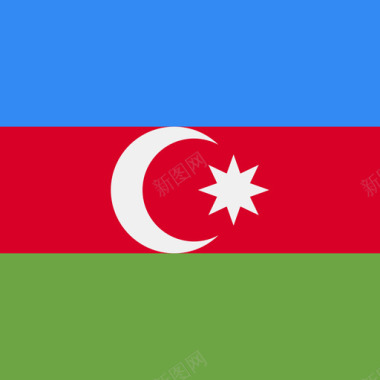 阿塞拜疆方形国家简单的旗帜图标图标
