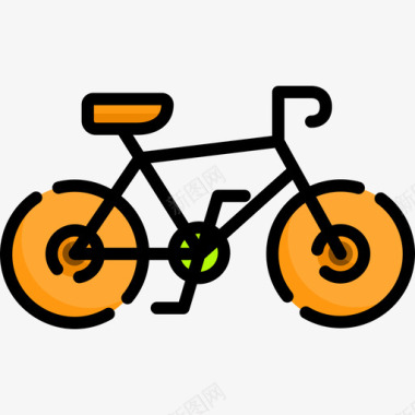 自行车生态52线性颜色图标图标