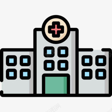 医院城市8线性颜色图标图标