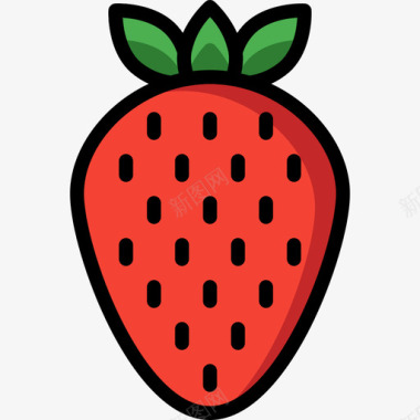 草莓食品和饮料19线性颜色图标图标