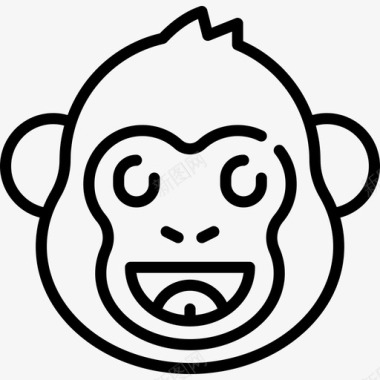 猴子动物和自然3线性图标图标
