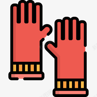 5色清洁手套图标图标