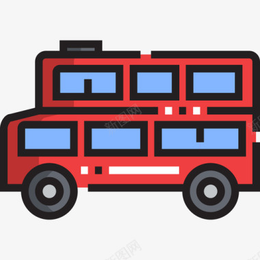 双层巴士英国11线性颜色图标图标