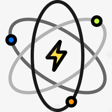 原子可再生能源7线性颜色图标图标