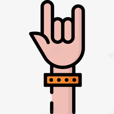 手摇滚音乐会线性颜色图标图标