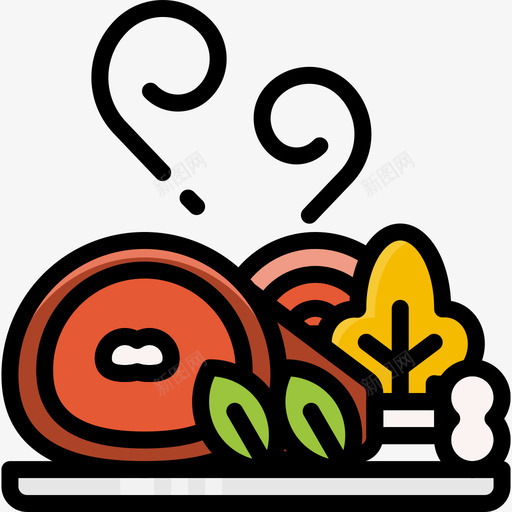 烤猪肉餐厅元素7线性颜色图标svg_新图网 https://ixintu.com 烤猪肉 线性颜色 餐厅元素7