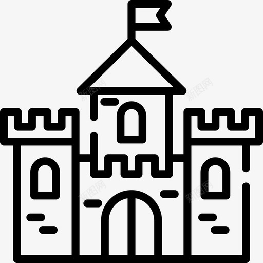 城堡旅行地点表情符号线性图标svg_新图网 https://ixintu.com 城堡 旅行地点表情符号 线性