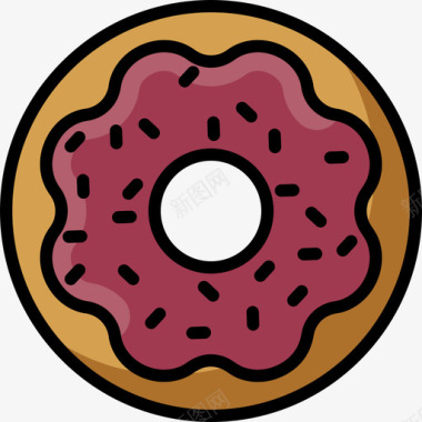 甜甜圈食品甜点2线性颜色图标图标