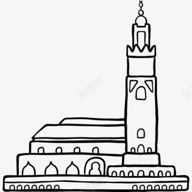 哈桑清真寺世界纪念碑2黑色图标图标