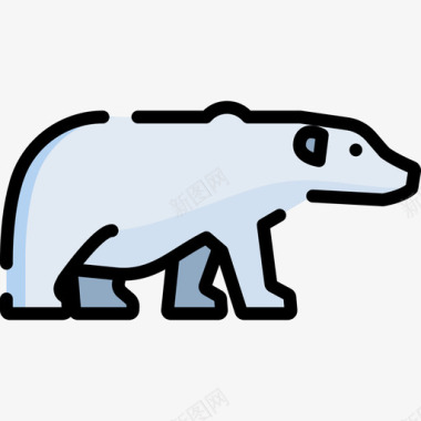 北极熊动物29线性颜色图标图标
