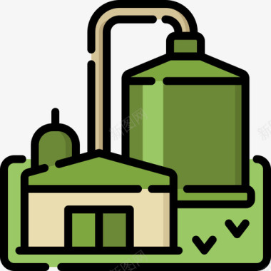 沼气厂可再生能源2线性颜色图标图标