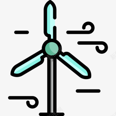 风力涡轮机天气73线型颜色图标图标