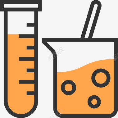 烧瓶化学8黄色阴影图标图标