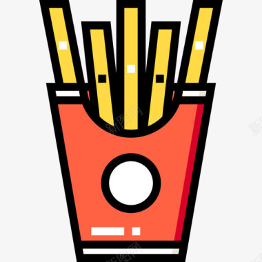 薯条食品车2线性颜色图标图标
