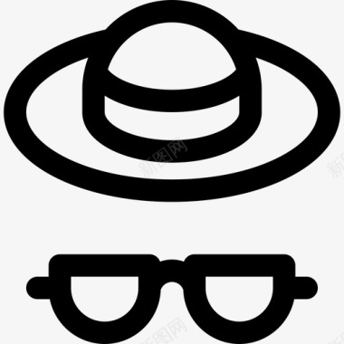 帽子和眼镜野餐5直线型图标图标