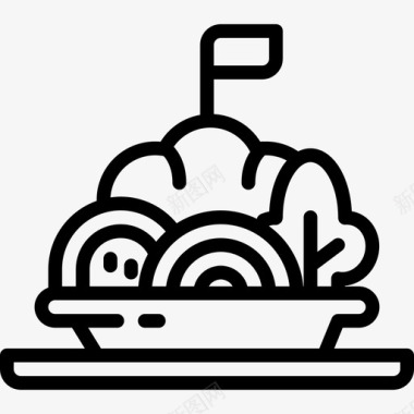 沙拉餐厅元素6线性图标图标
