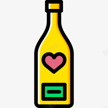 酒瓶浪漫生活方式10黄色图标图标
