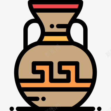 Amphora古希腊3线性颜色图标图标