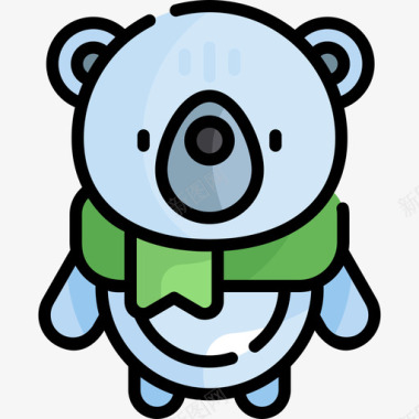 北极熊冬季7线性颜色图标图标