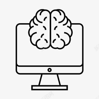 电脑大脑显示器人工智能图标集图标