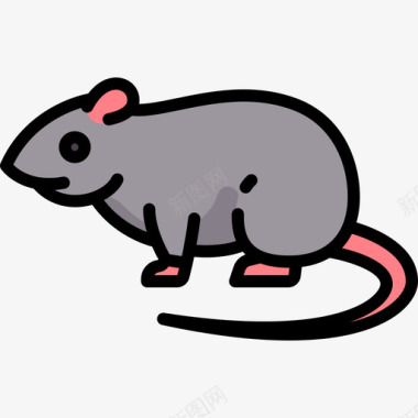 鼠动物与自然2线性颜色图标图标