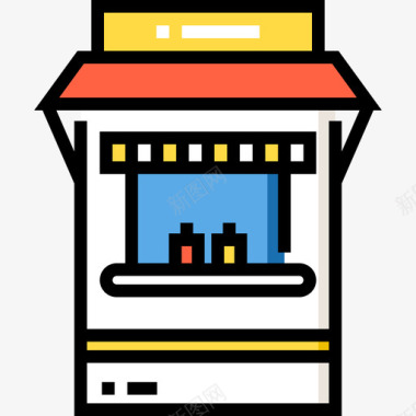 快餐食品车2线性颜色图标图标