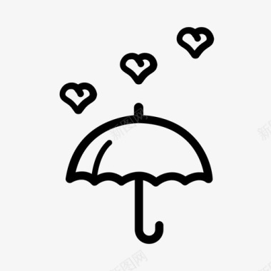 雨伞湿的情人节的图标图标
