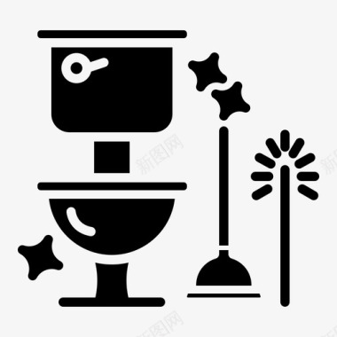 厕所杂务清洁图标图标