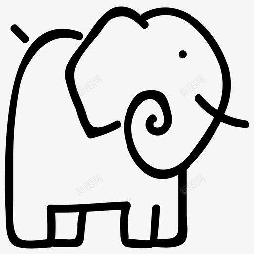 大象有趣手绘图标svg_新图网 https://ixintu.com 大象 手绘 有趣 涂鸦自然 线条