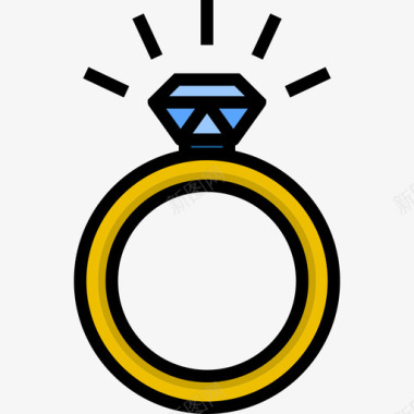 订婚戒指17号婚礼线性颜色图标图标