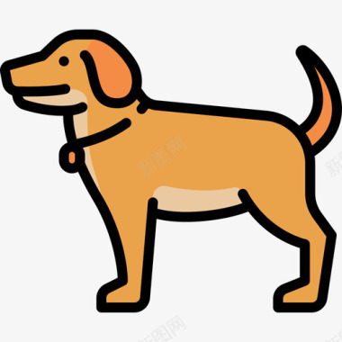 狗动物和自然2线性颜色图标图标