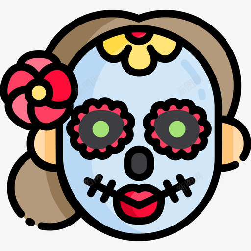 Catrina5demayo线性颜色图标svg_新图网 https://ixintu.com 5demayo Catrina 线性颜色