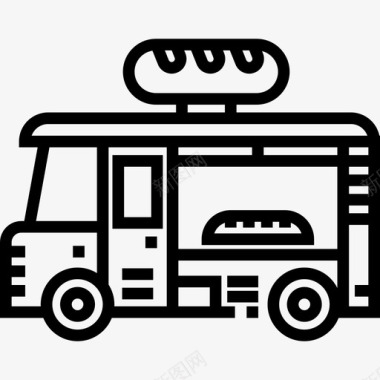 面包车食品车3线性图标图标